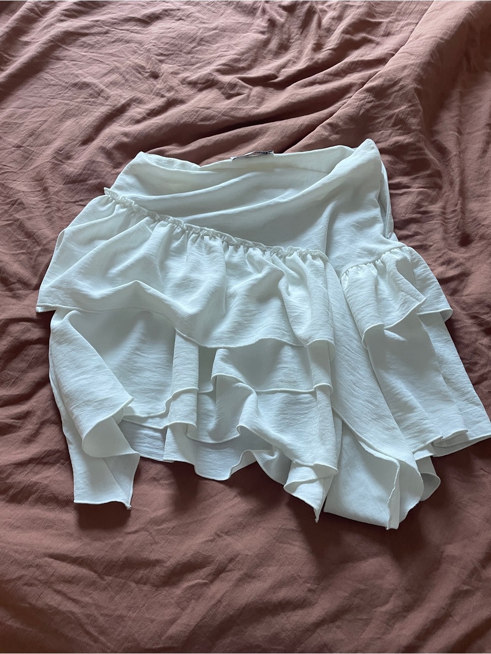 Zara White Ruffled Layered Skirt